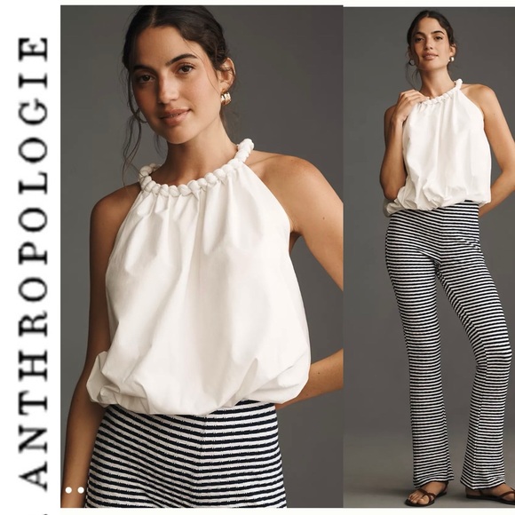 Anthropologie Tops - Anthropologie White Braided Bubble Hem Tank Top S